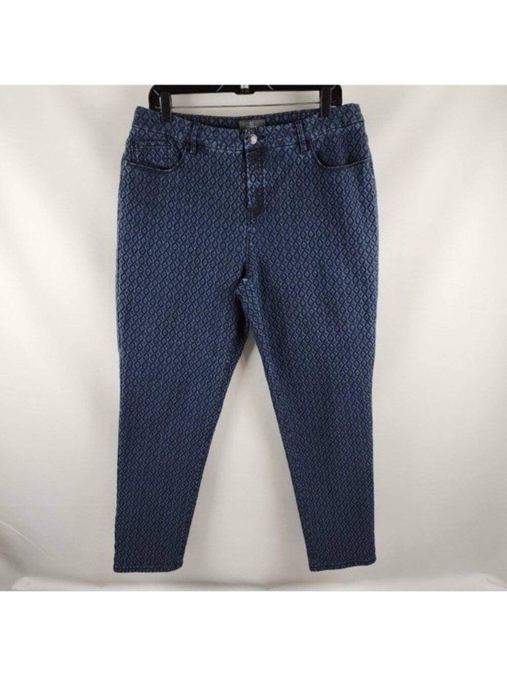 Chicos Womens So Slimming Geometric Print Girlfriend Ankle Jeans Size 2 = 12R